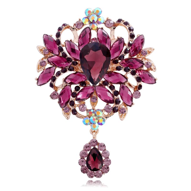 1Pcs Unisex Rhinestone Pins Luxury Large Crystal Glass Pendant Brooches For Women Banquet Party Backpack Gifts Jewelry Accessory