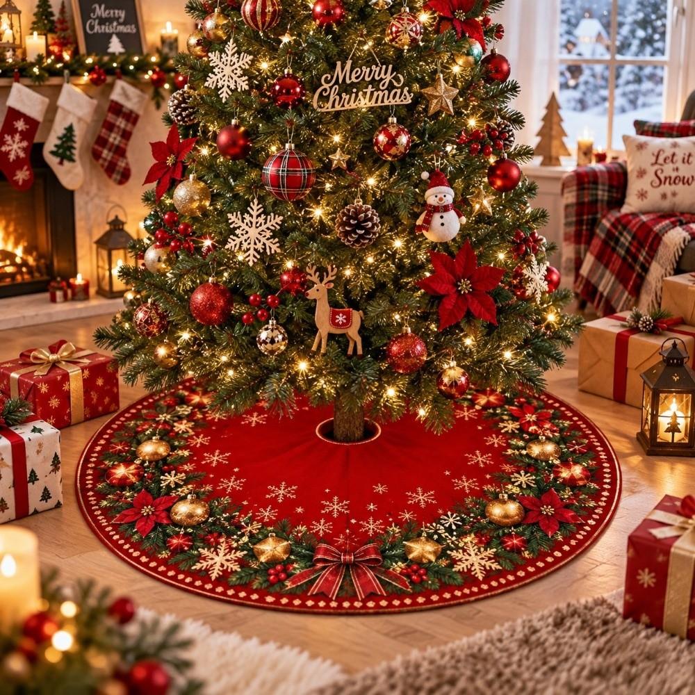 Snowman Christmas Tree Skirt Santa Claus Christmas Decorations Xmas Tree Foot Cover Christmas