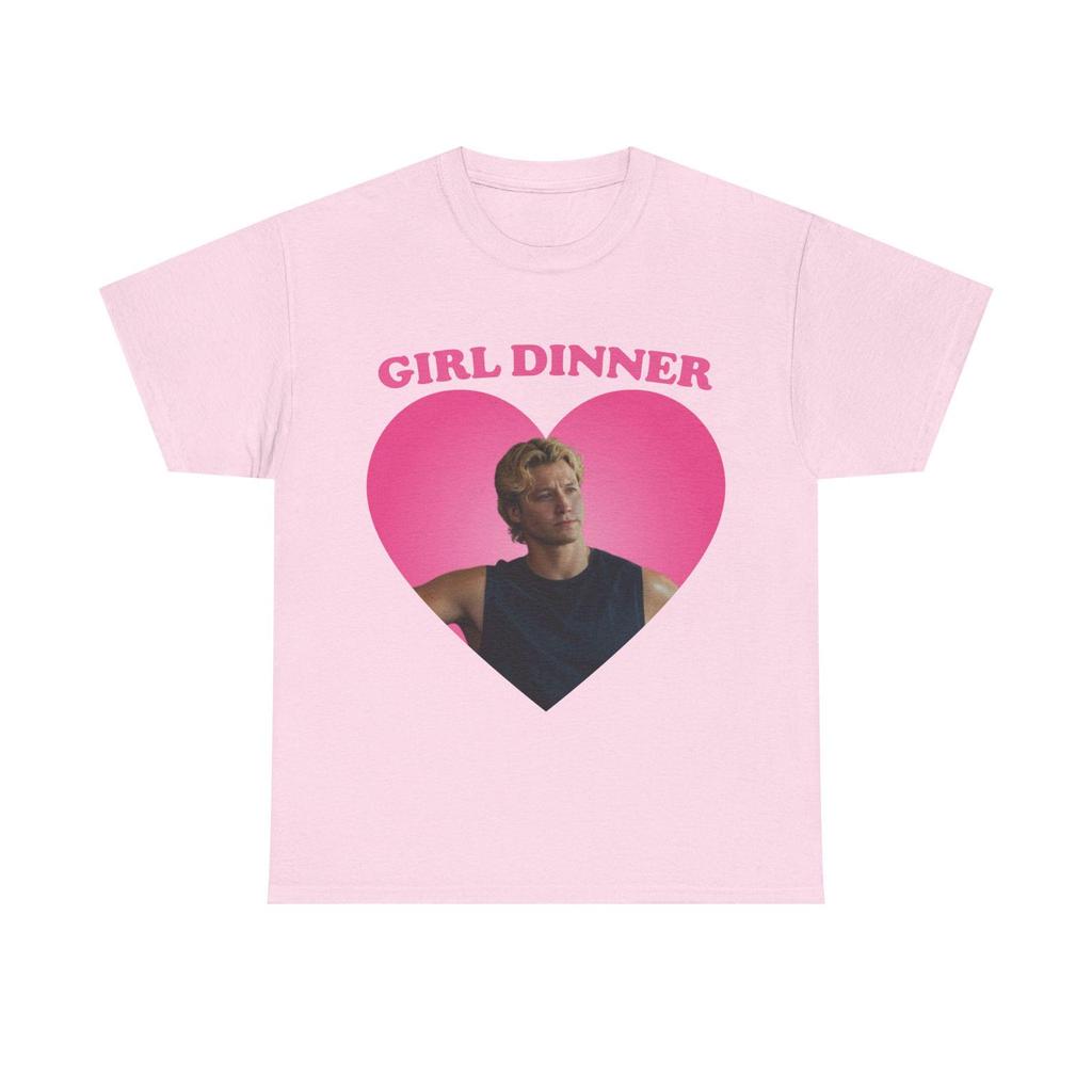 Girl Dinner Stephen Kalyn Pink hearT-Shirt
