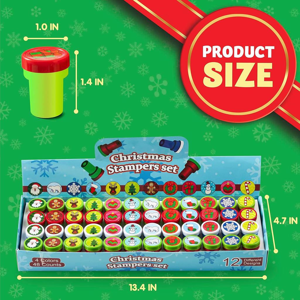 JOYFY 48 Stück Weihnachten Sortierte Stempel Kinder Selbstfärbender Stempel für Weihnachtsfeier Gastgeschenke Strumpffüller Basteln Schulpreise