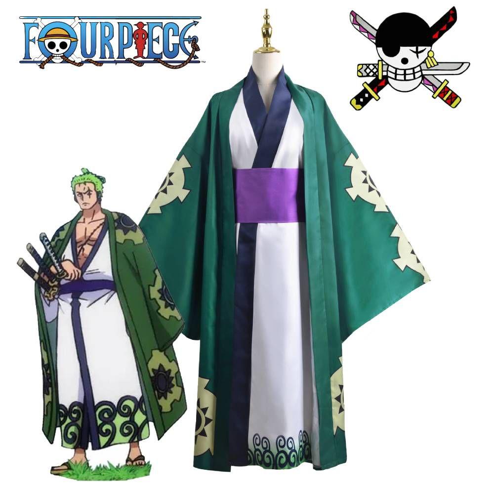 Roronoa One Piece Zoro Wano Land Morgenkåper Kimono Cosplay for menn og kvinner
