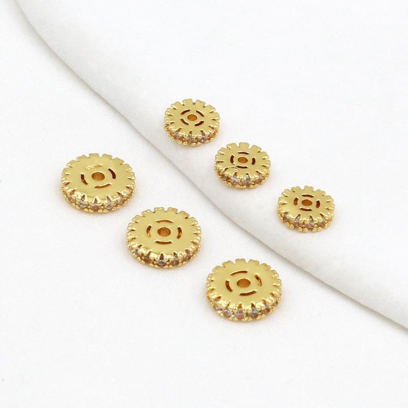 Farbechtheit k Echtgold mikro-eingefasster Zirkon Fassperlen Straße durchbohrt kleine Taille Kristallarmband DIY Perlenabstandshalter mit Perlen C