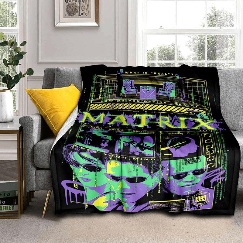 1pc The Matrix Neon Poster Cartoon Blanket,Portable Throw for Travel & Camping, All Season Cozy Blanket,Ideal Gift