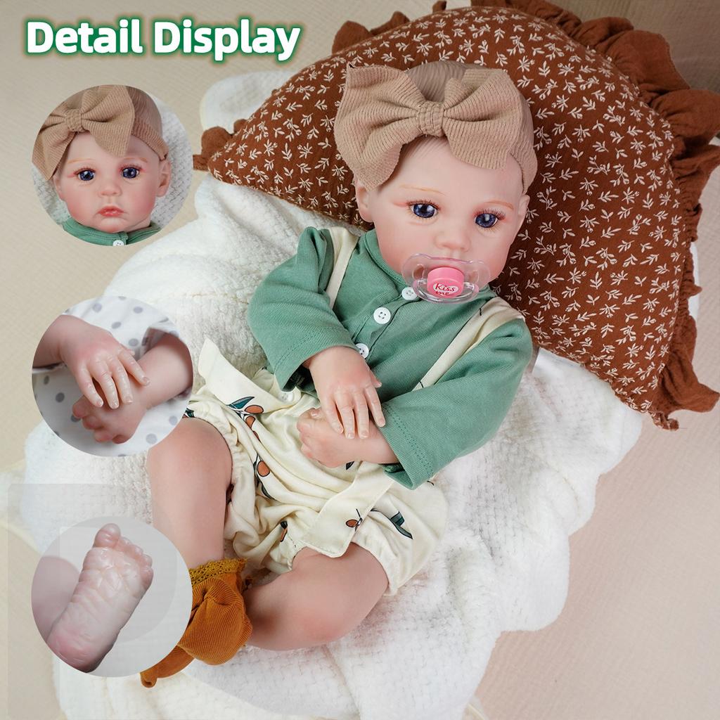 Realistic And Cute Newborn Doll With Open Eyes, Handmade Lifelike Newborn Doll A Gift For 3-Year-Old Children Soft Fabric Body