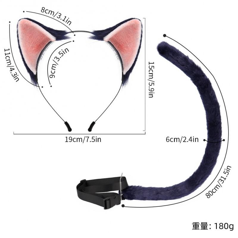 Anime Cosplay Cat Ears Headband With Tail Set Girls Teens Costume Party Performance Prop