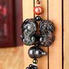 Natural Obsidian Car Accessorie Safe Travel Blessing Pendant Auto Rearview Mirror Ornaments Birthday Gift Auto Decoraction