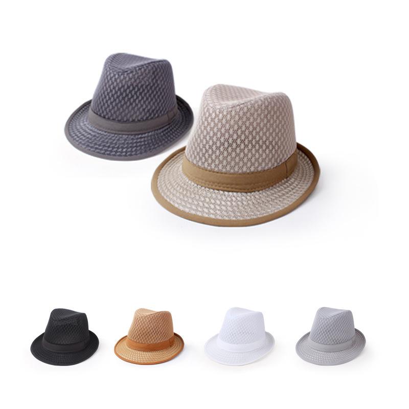 Gentleman's new summer net top hat, full net breathable sunshade jazz hat, middle-aged and elderly bucket hat, men's hat, grandpa hat