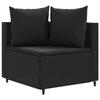 VidaXL Salon de jardin 3 pcs avec coussins noir résine tressée, ensemble de canapés d'extérieur, canapé d'angle de jardin, 3308451