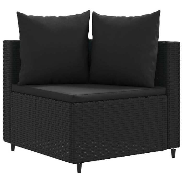 VidaXL Salon de jardin 3 pcs avec coussins noir résine tressée, ensemble de canapés d'extérieur, canapé d'angle de jardin, 3308451