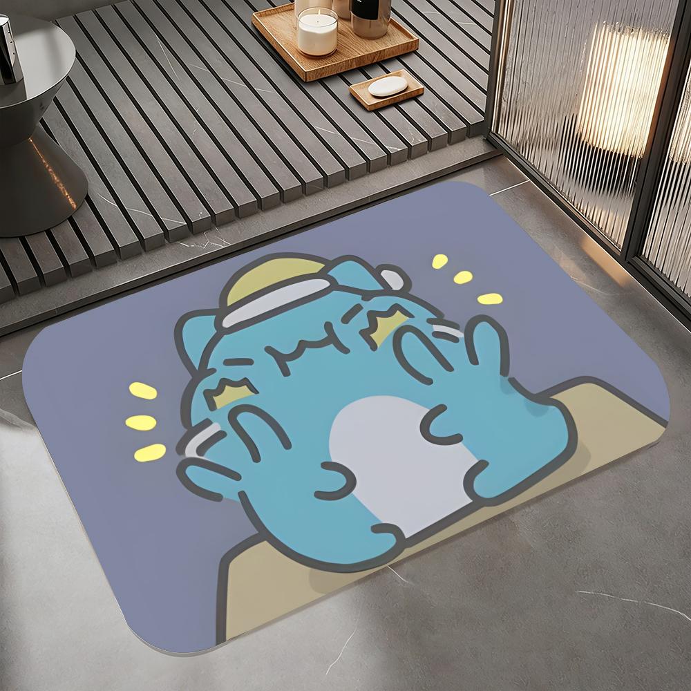 Anime C-capoo Floor Mat Diatomite Bath Mat, Quick Dry Absorbent Non-Slip Door Mat