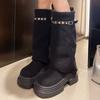 Fashion 2025 New Women High Boots Suede Platform Chunky Shoes Winter Fashion Knee High Chelsea Boots Designer Party Woman Snow Botas