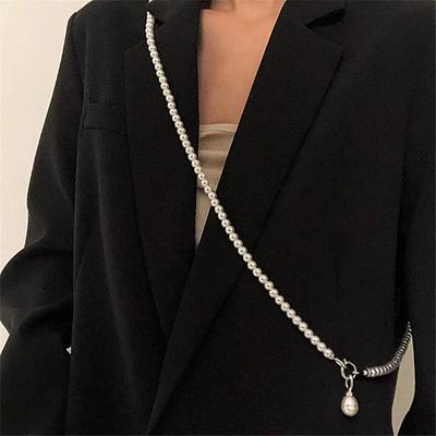 Korean Statement Pearls Long Necklace for Women Personality Chains Big Pendant Collares Jewelry
