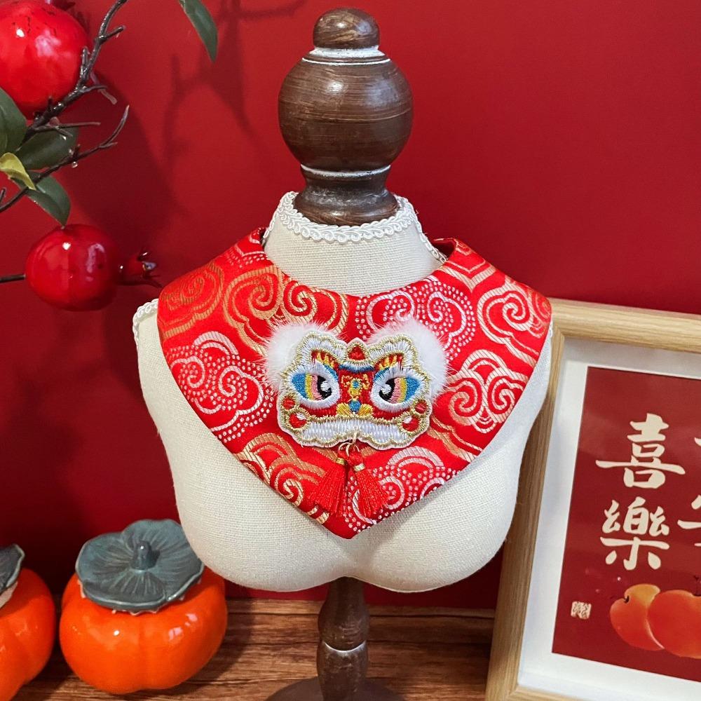 New With Tassel Cat Cloak Costume Festive Design Red Color Pet Cape Elegant Chinese-Style Pet Neckwear New Year