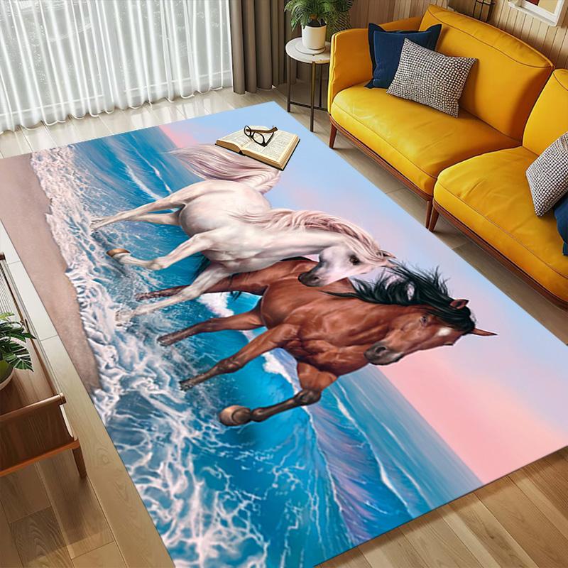 Ocean Horses Living Room Nonslip Area Rug Soft Carpet For Bedroom Game Playroom Sofa Office Home Decor Doormat Christmas Gift C9301818