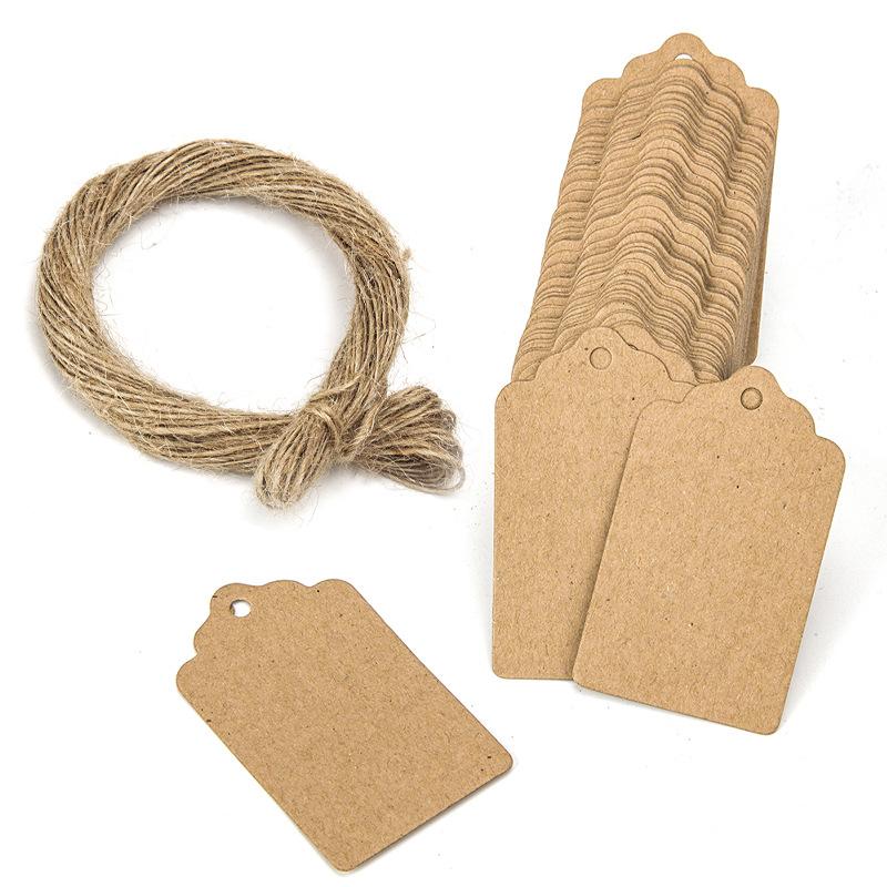 100pcs Paper Jewelry Packaging Blank Labels Display THANK YOU Tags Price Stickers With Rope Necklace Making Bracelet Supplies