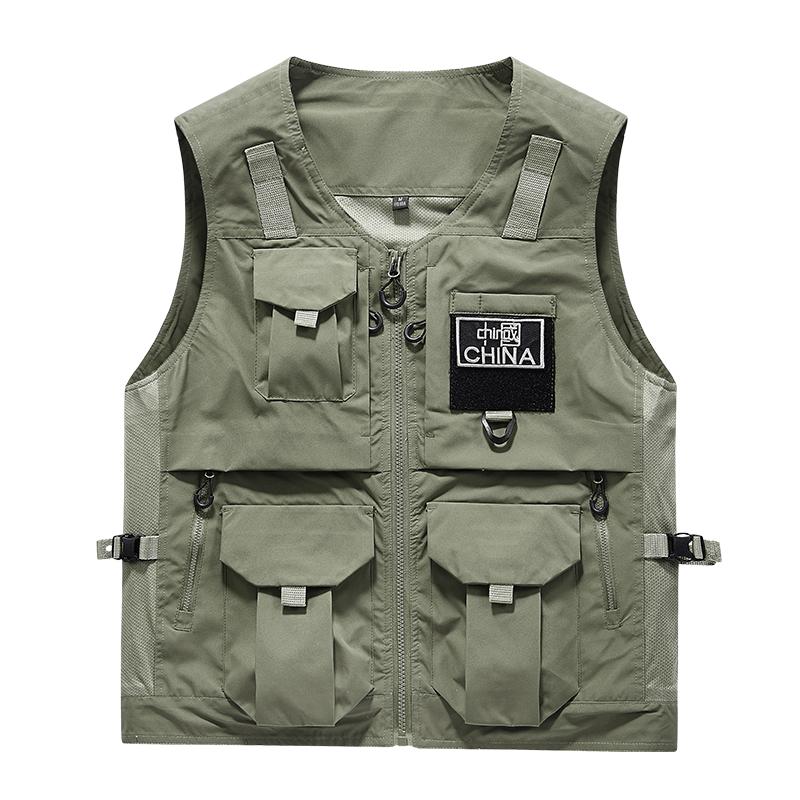Men's Outdoor Sports Leisure Fishing Windproof Breathable Leather Vest Spring and Autumn Outdoor Sleeveless Camouflage Vest