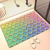 Rainbow Mermaid Scales Pattern Crystal Velvet Rug Colorful Kids Room Floor Mat Fairy Tale Design Playroom Decor Soft Carpet