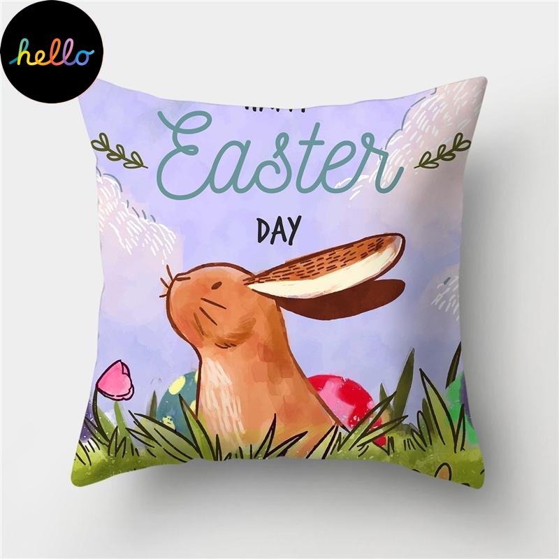 Easter Pillowcase Bunny Egg Rabbit Cus on Cover Happy Easter Decoration for Home Birthday Party Gifts for Kids