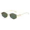 Retro metal rhombus cat eye small frame sunglasses men's trend new personalized street shot sunscreen sunglasses Europe and America