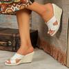Women's Wedge Sandals Hemp Rope Sexy New Fashion Simple Wedge Heel Waterproof Table Linen Straw Mop LFD-11011-10