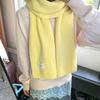 Cream Yellow Korean Version Ins Solid Color Knitted Scarf Women's Autumn and Winter Versatile Soft Waxy Wool Warm Neck Protection Advanced Sense