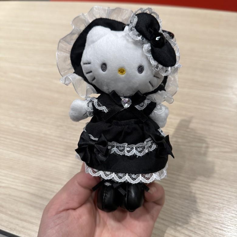 Lolita Hello Kitty Plush Cat Girl Doll With Lace Bow And Heart Button For Car Keychain Decor