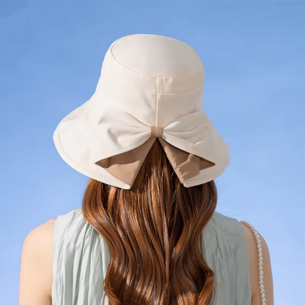 Foldable Bow Fisherman Hat UV Protection Beach Bucket Hat Summer Wide Brim Sunhat  Vacation