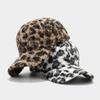 Modern Leopard Print Baseball Cap With Warm Polyester For Fall Winter Outdoor Casual Wear