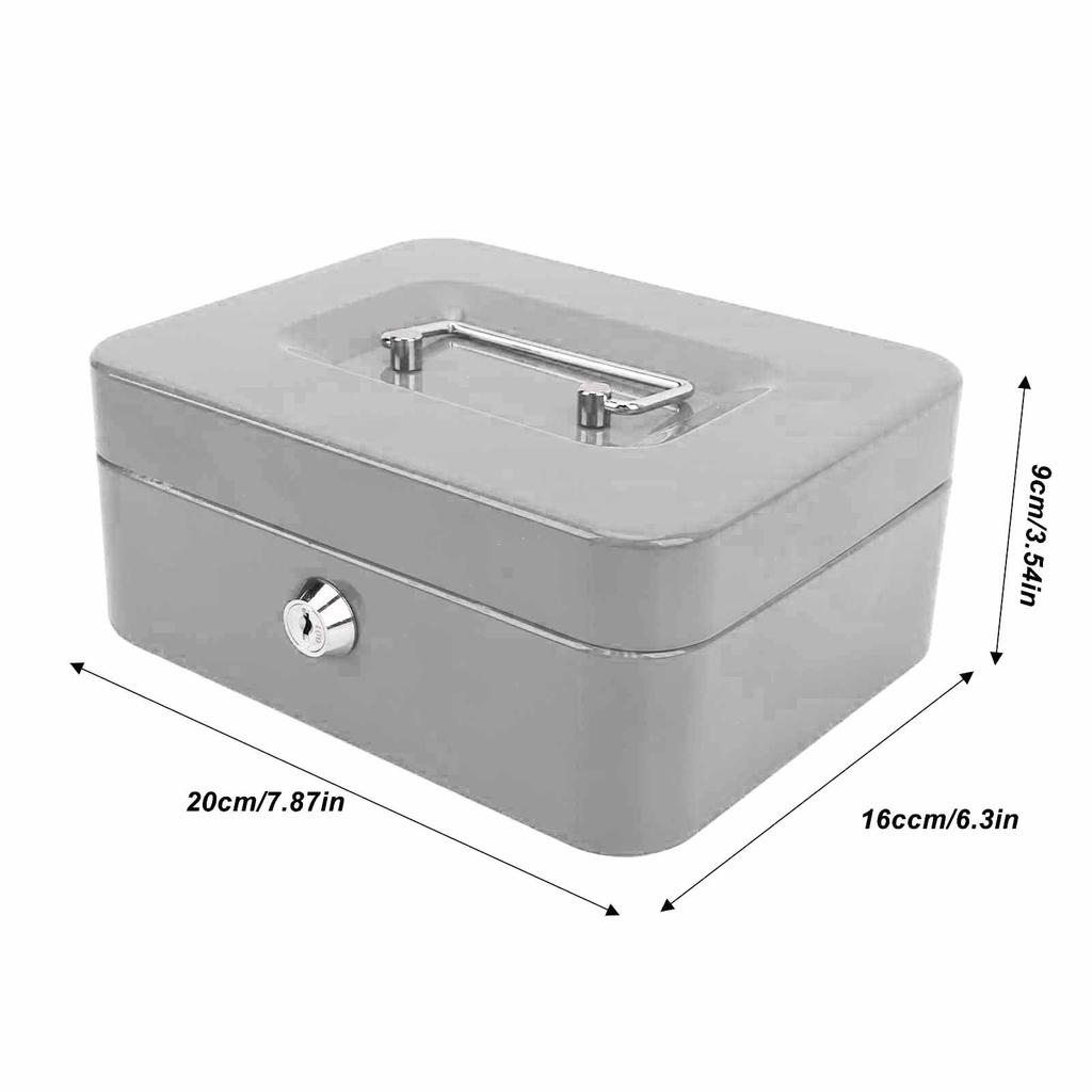 Small Locking Cash Box Portable Double Layers Safe Metal Money Box for Home and Office