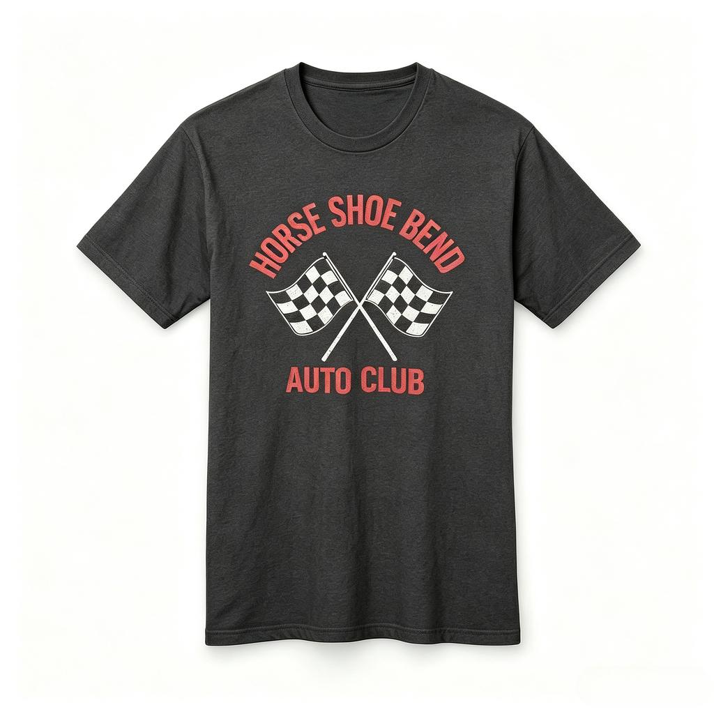 Horse Shoe Bend Auto Club Vintage Print Cotton ShortSleeve TShirt for Car Enthusiasts T Shirt Unisexs Clothing Unisexs T Shirt