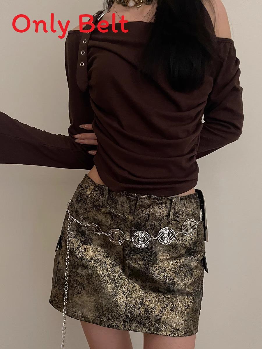 

Металлический Пояс на Талию для Женщин в Винтажном Бохо Дизайне Сплав Пряжка для Модных Акцентов