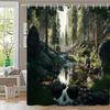1Pc Extra Long Forest Stream Shower Curtain - Large Bath Curtain With Sunlit Pine Forest, Moss-Covered Rocks & Stream