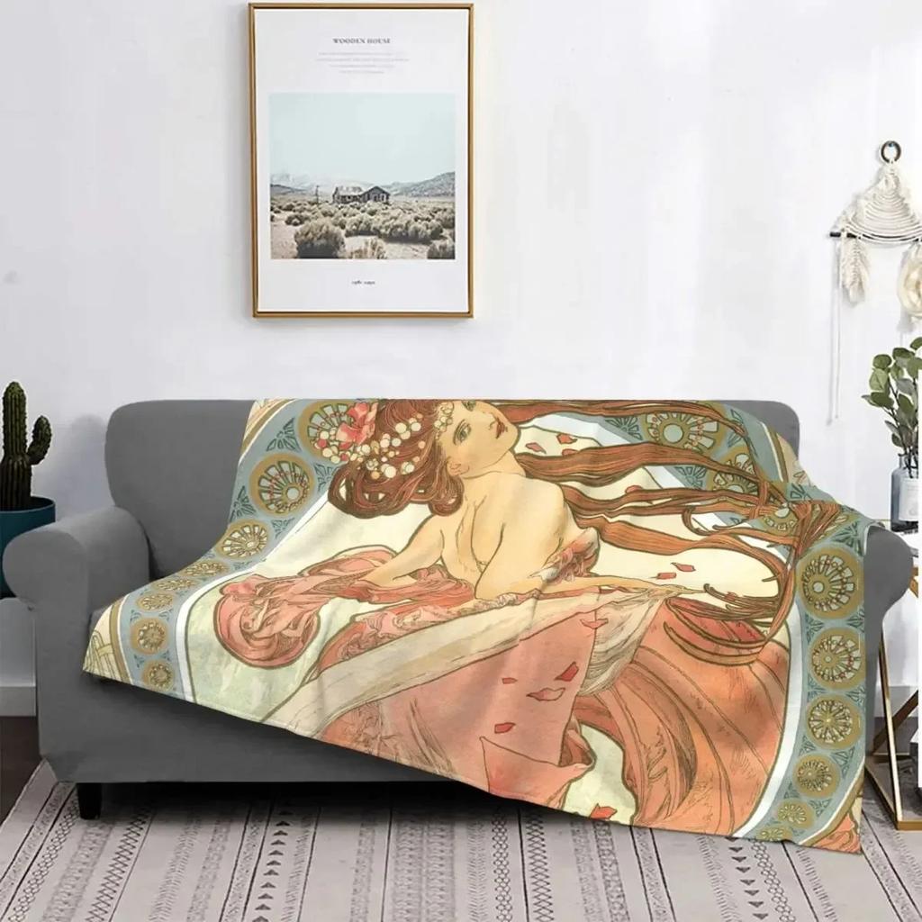 Renaissance Art Painting Blanket Medieval Vintage European Aesthetic Warm Comfortable Flannel Throw Blanket Art Women Blankets