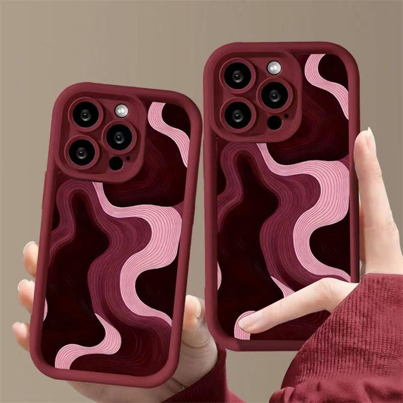 Wine Red High Bamboo Red Stripes Phone Case For iPhone 17 16 15 14 13 12 11 Pro Max Air X XR XSMax 78 Plus MINI SE2 Soft Cover