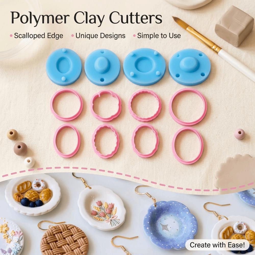Scalloped Edge 3D Plate Clay Earring Molds DIY Craft Polymer Clay Tools Pottery Clay Making