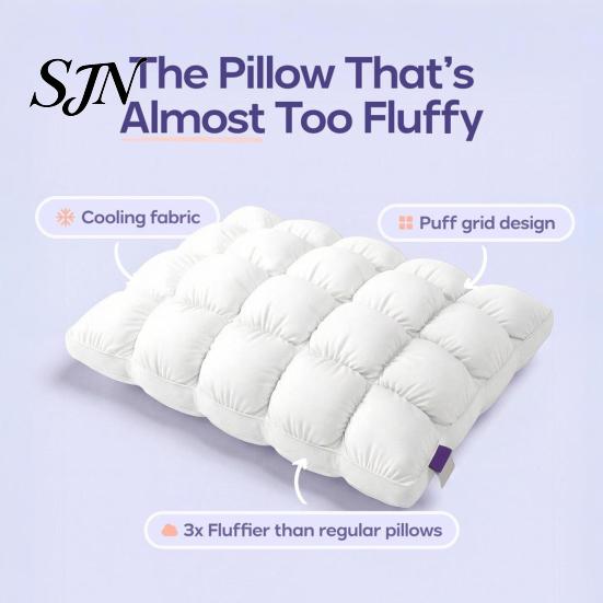 Soft Yet Supportive Pillow Puff Cooling Pillow, Breathable Quilted Sleeping Machine Ventilated Sleep Washable, Fluffy Cloud-like for Side And