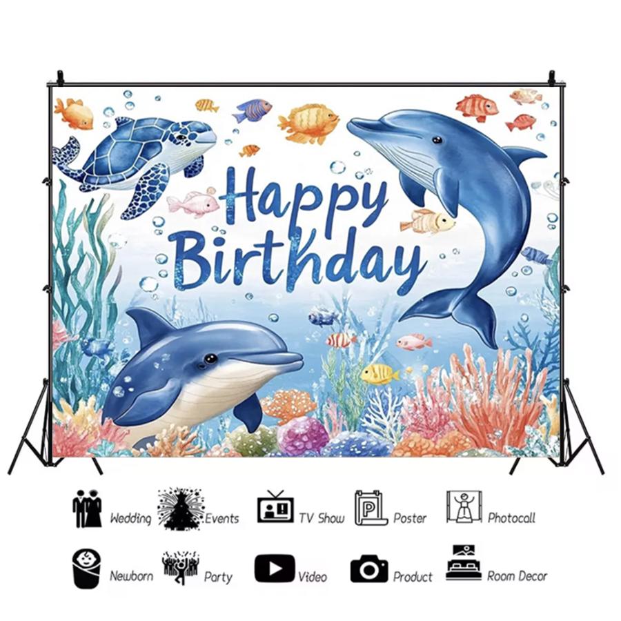 Marine Life Exploration Ocean Theme Series Birthday Party Decoration Background Cloth Gift Underwater Banner Photography Studio