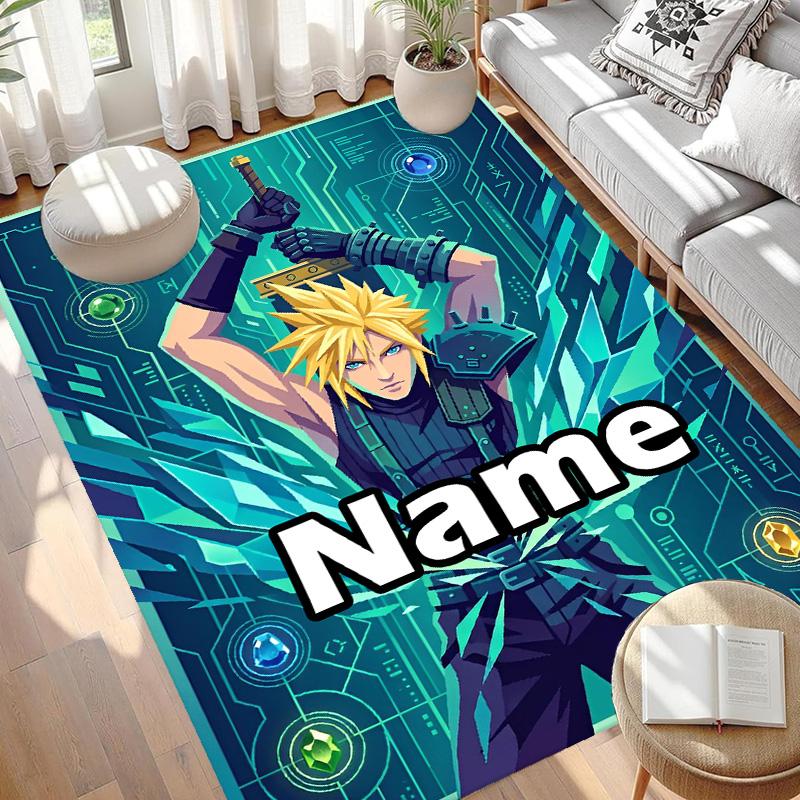 Custom Name Personalized Final Fantasy Print Carpet, Versatile Home Decor Rug, for Playroom, Apartment, Balcony, Entryway, Hallway Gift