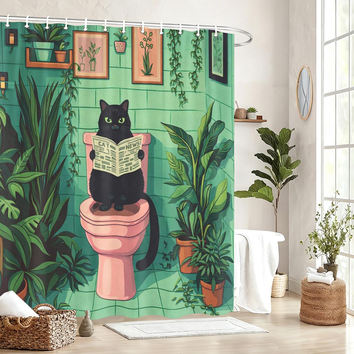 

Fun Toilet Themed Polyester Shower Curtain - Whimsical Printed Bathroom Decor, Novelty Bath Curtain For Home W60H190(CM)-1 Pcs