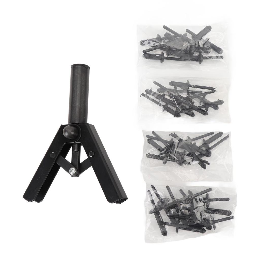 Professional Rivet Tool Hand Riveter Manual Rivet Tool with 40 Plastic Rivets for Car Door Panels Set, Single-Handed Tool,