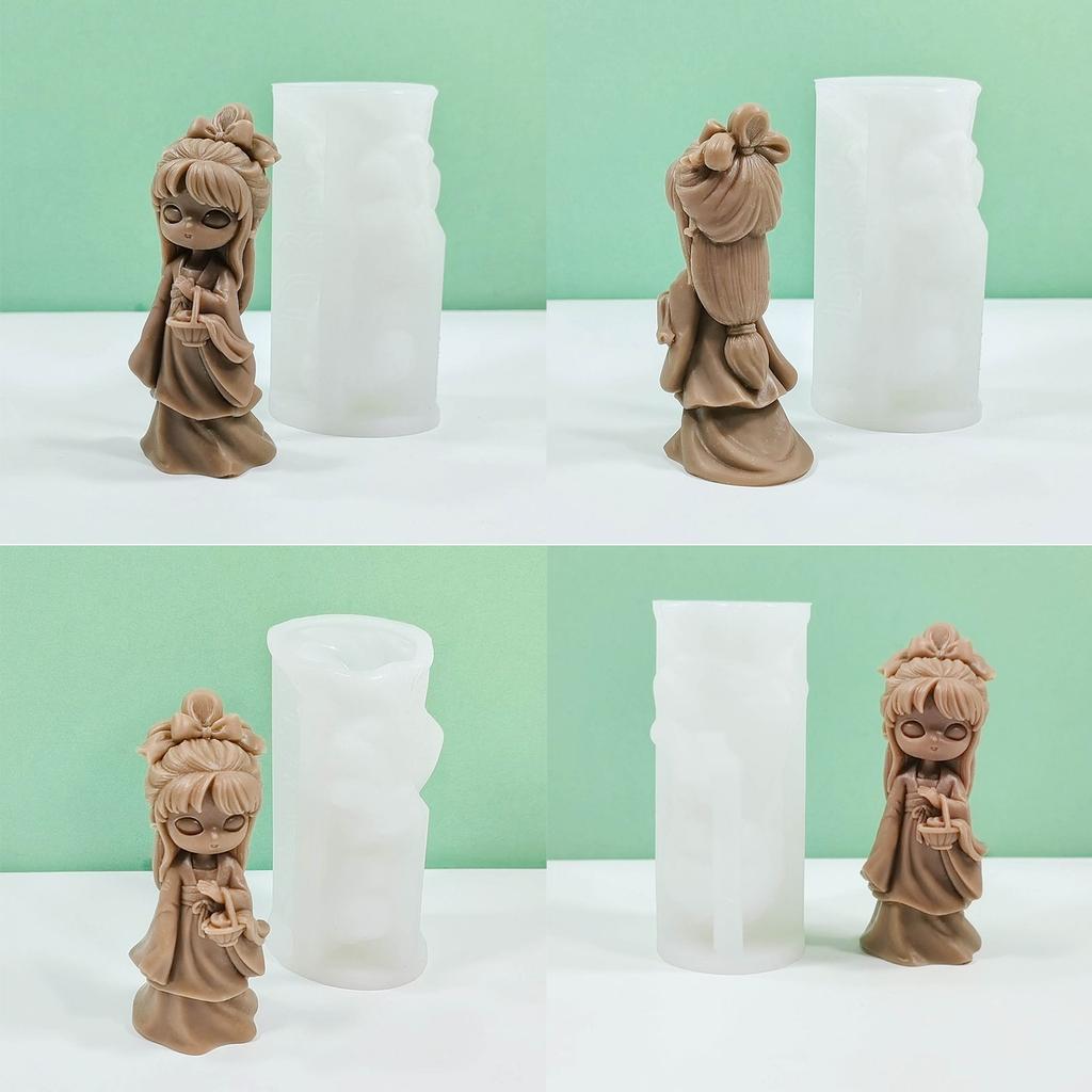 Princess Doll Silicone Candle Mold 3D Girl Portrait Plaster Epoxy Casting Molds Handmade Soap Chocolate Ice Cube Baking