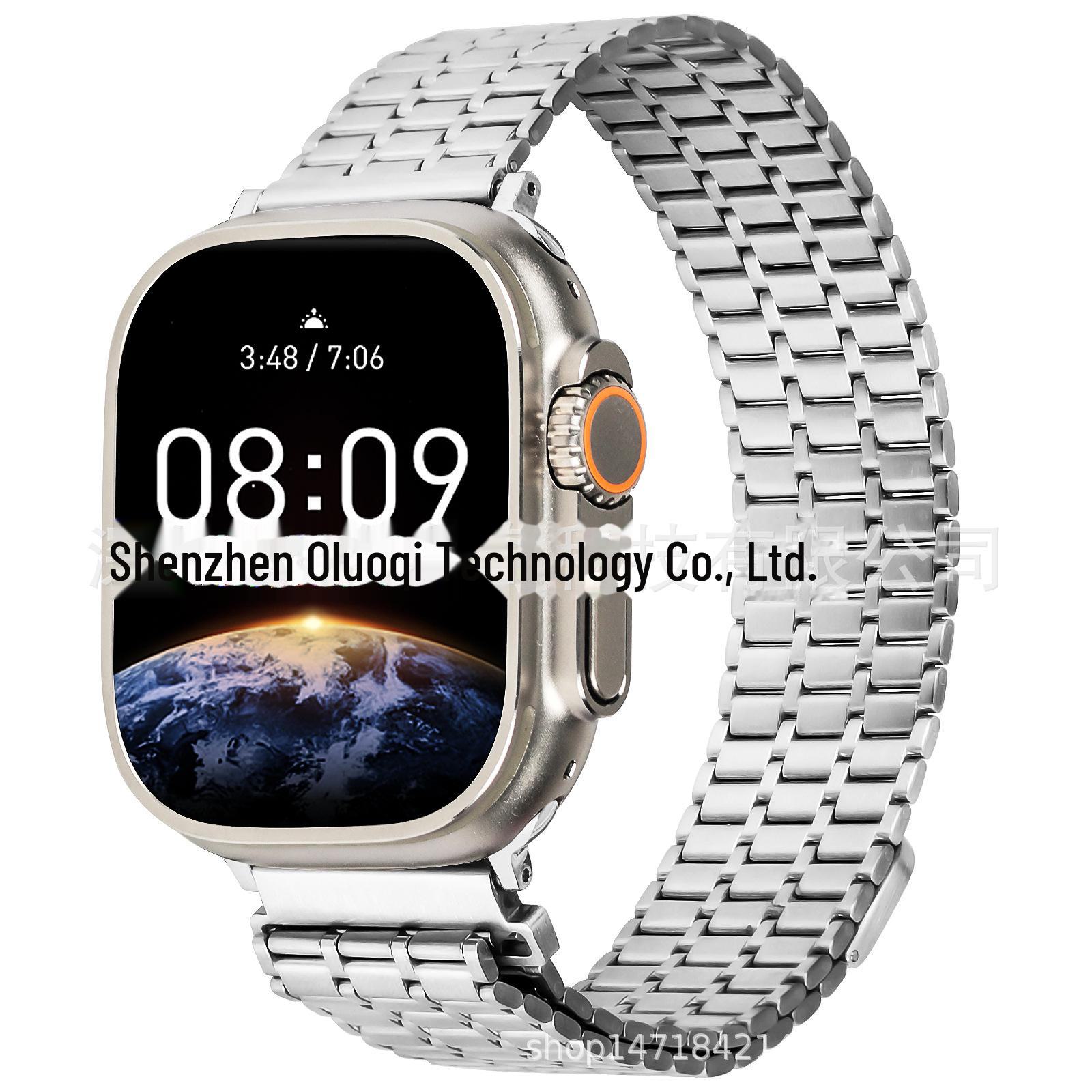 

Совместимо с Apple Watch 9, магнитный ремешок из нержавеющей стали с семью бусинами, 8 Ultra. 42/44/45/49MM серебряный