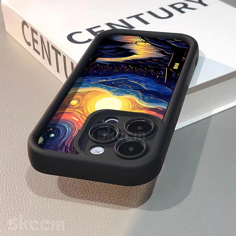 VanGogh Oil Painting Starry Sky Phone Case For iPhone 16 Pro Max 15 14 13 12 11 Pro Max XS X XR 7 8 Plus Shockproof Cover