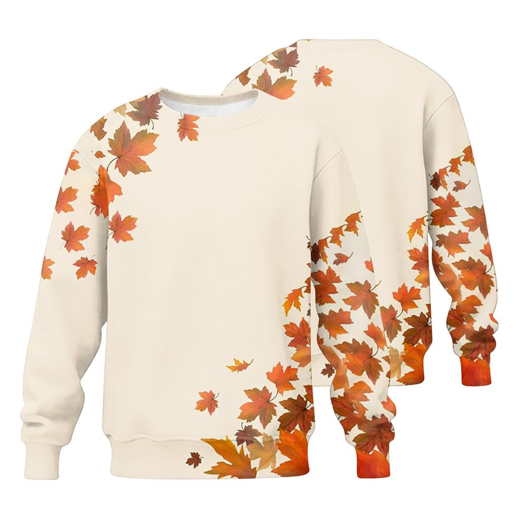 Men's Casual Loose Fit Round Neck Printed Long Sleeve Shirt