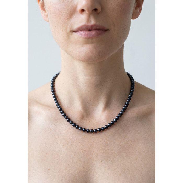 Collier - PEARLS & COLORS - Perle de Culture d'Eau Douce Semi-Ronde - Perle 4-5 mm - Perle Noire - Argent 925