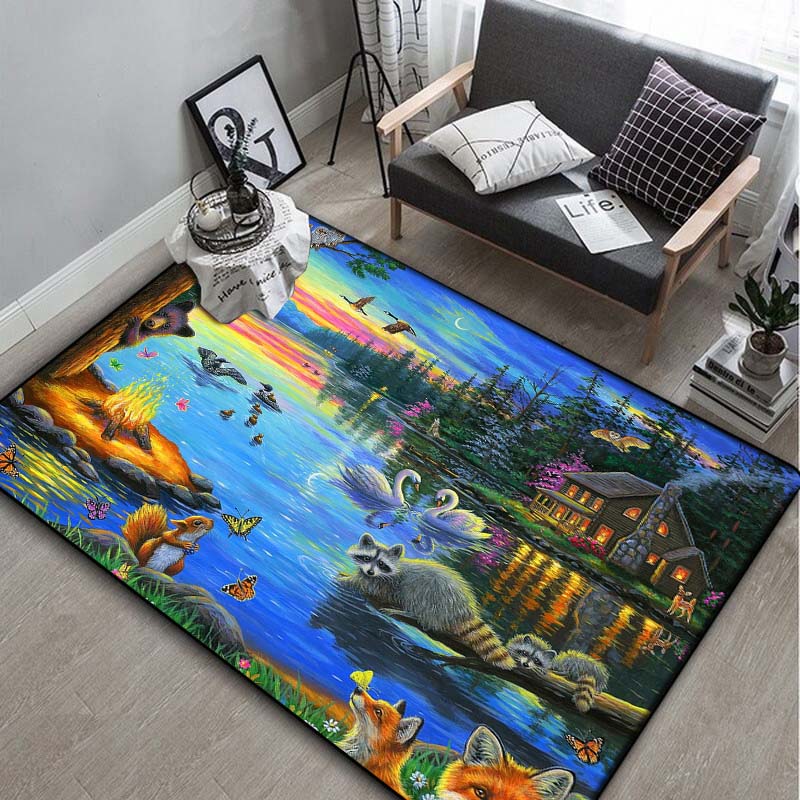 

RV Camping Golden Retriever Area Rug, Van Life Floor Mat 40x60cm( 15x23in )