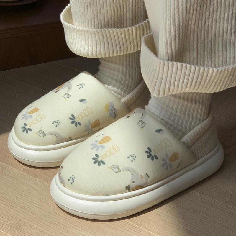 New home all-inclusive heels winter indoor slippers simple EVA thick-soled non-slip warm cotton shoes