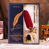 Blue Box Feather Gem Fountain Pen Gift Set: Original High-Value Calligraphy Practice Turkey Heart Dip Pen.