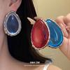 Silver Needle Resin Water Drop Fashionable Simple Stud Earrings Retro Personalized Design Earrings Light Luxury High-end Earrings