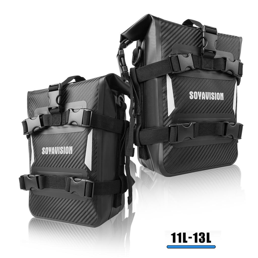 Reflective Motorcycle Dry Bag Bumper Crash Bar Bags 7L-9L/11L-13L Motorcycle Sissy Bar Back Seat Saddle Rack Side Tool Bag Pack